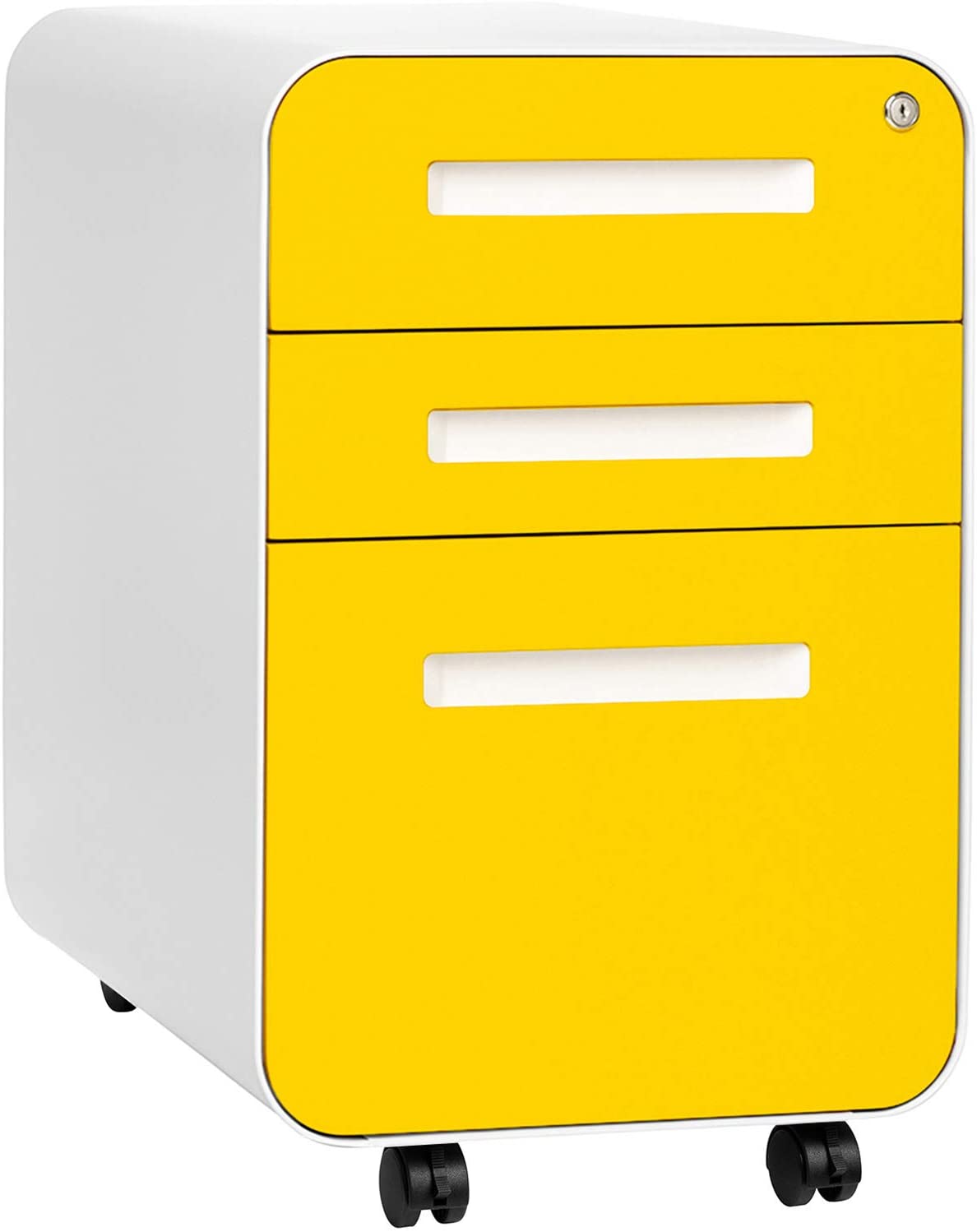 Stockpile 3-Drawer Mobile File Cabinet (yellow, also available in all white, black, and many other colors)