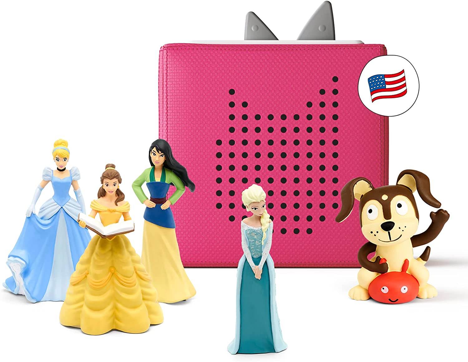 sa, Belle, Cinderella, Mulan, and Playtime Puppy — Pink Tonies Player